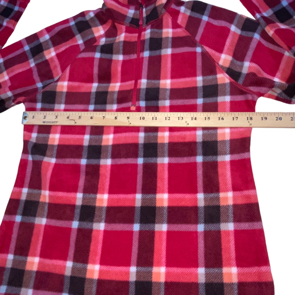 Eddie Bauer Venture Red Plaid 1/4 Zip Plush Pullover Fleece Top - Women’s Small - Picture 2 of 12